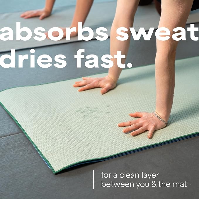 S&T INC. Aura Yoga Mat Towel with Non-Slip Grip, Enhanced Silicone Grip, Soft and Absorbent for Gym, Pilates, and Hot Yoga Mat, 1 Pack, 24 inches x 72 inches, 340GSM, Sage Green