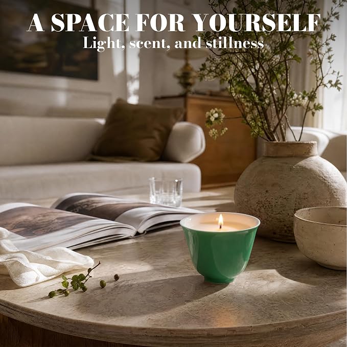 My Cup Rain Whisper Luxury Scented Candle, Soy Wax, Hand Poured Tea Inspired Home Fragrance in Reusable Porcelain Vessel, Gifts for Women, 6 oz