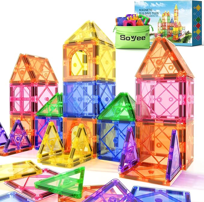 Magnetic Tiles Toddler Toys Magnetic Building Blocks for Kids Ages 3-12 STEM Educational Toys for Girls & Boys Sensory Play for Preschool Learning Birthday Chritmas Gifts Stocking Stuffers