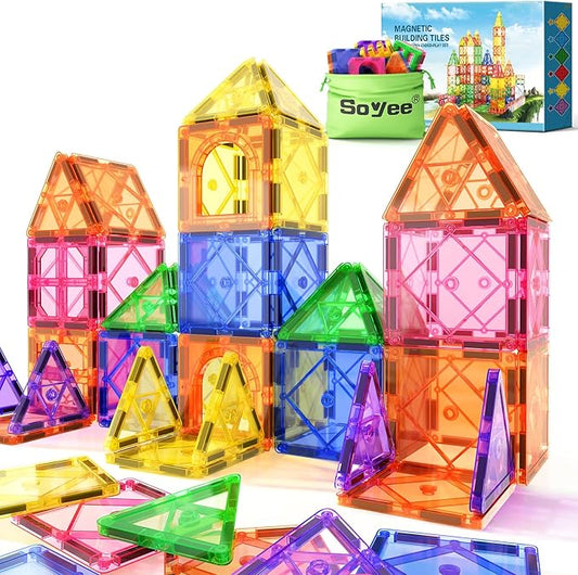 Magnetic Tiles Toddler Toys Magnetic Building Blocks for Kids Ages 3-12 STEM Educational Toys for Girls & Boys Sensory Play for Preschool Learning Birthday Chritmas Gifts Stocking Stuffers