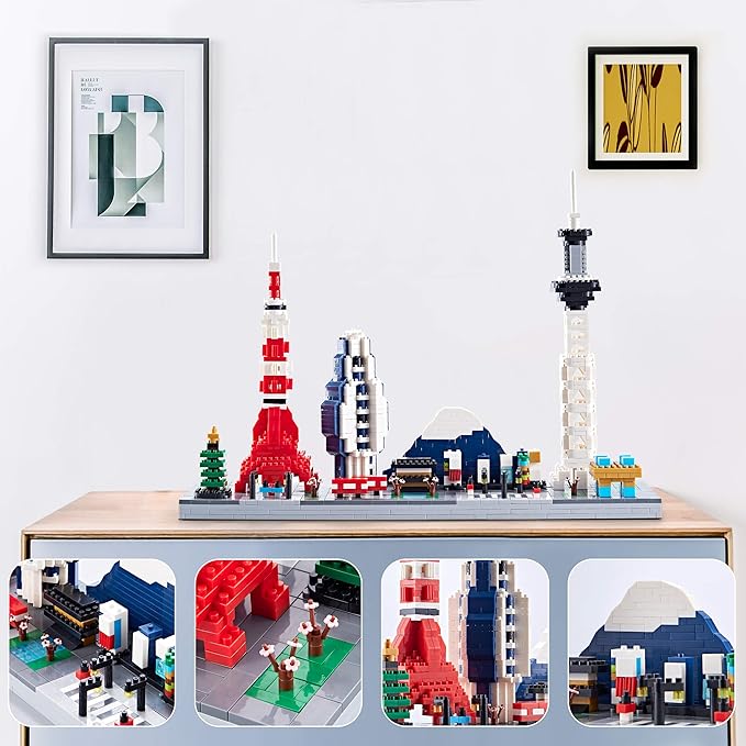 Japanese Architecture Tokyo Skyline Micro Building Blocks for Adults and Kids Ages of 14+ – Challenging Construction Set 1880 Pieces, Perfect Home and Office Decoration