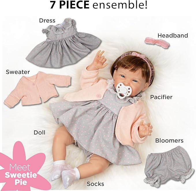 Paradise Galleries 19 Inch Realistic Reborn Toddler Baby Girl Doll with Pink Dainty Rose Buds Outfit and Accessories Giftable Set – Sweetie Pie