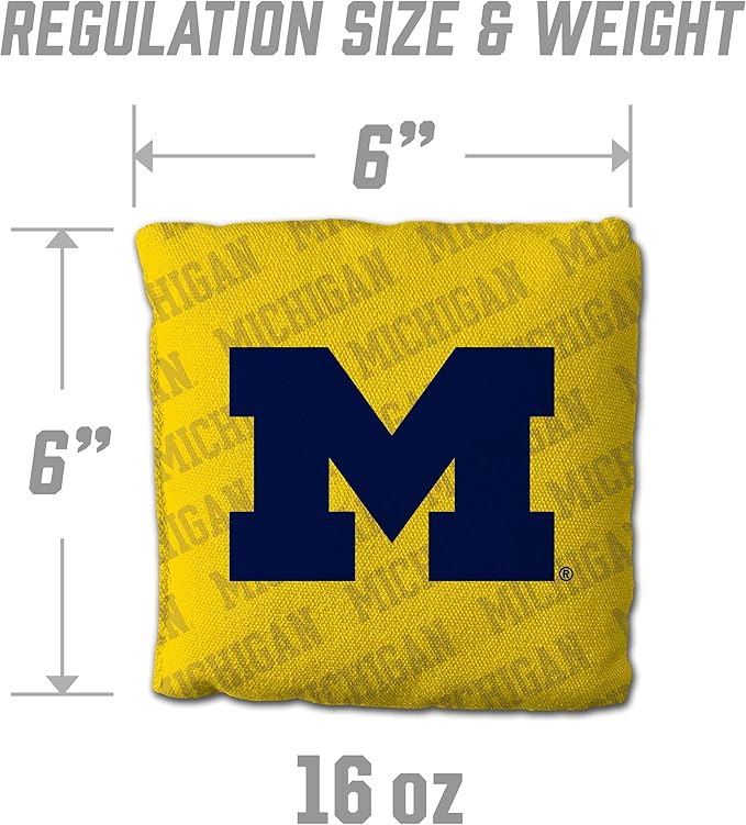 YouTheFan Officially-Licensed NCAA Set of 4 Cornhole Bags - All Weather Regulation 6” x 6” Size - 16oz Weight - Designed in USA