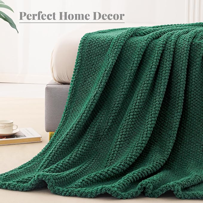 Whale Flotilla Soft Fleece Queen Size Bed Blanket, Emerald Green | 90x90 Inch, Suitable for Bed, Fluffy Fuzzy Jacquard Blankets for All Season, Lightweight and Cozy