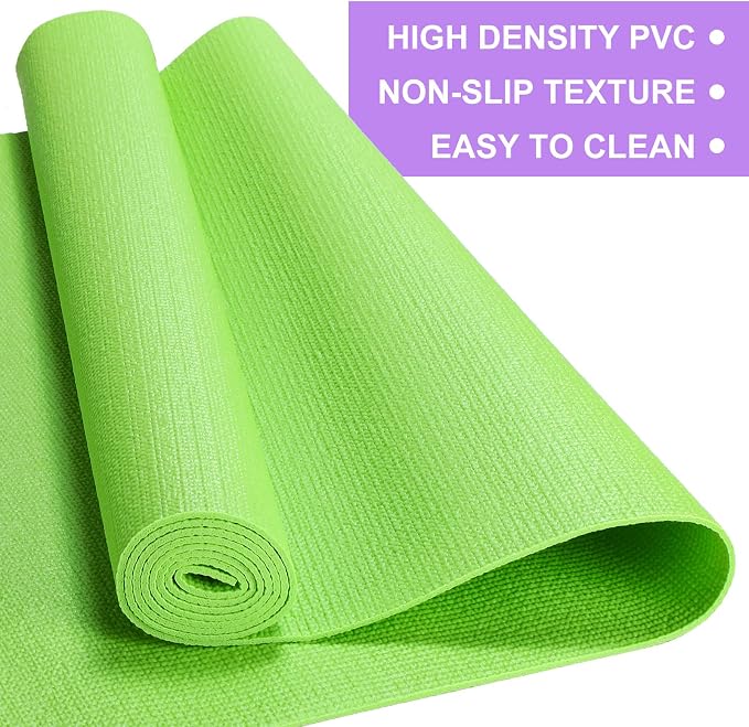 3 mm Thin Yoga Mats Bulk, Lightweight PVC Exercise Mats Non Slip Workout Fitness Pads for Yoga Pilates Stretching Classes Gym Home Studio, Easy to Clean