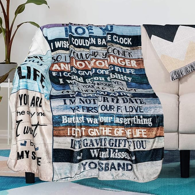 BASAO Anniversary Romantic Gift for Women, to My Wife Blanket from Husband | Wife Birthday Gift Ideas, Anniversary Wedding Gift for Her, Soft Flannel Throw Blanket for Couch Sofa Bed