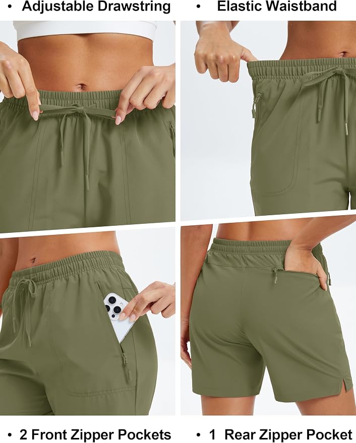 MAGCOMSEN Women's 5" Hiking Shorts UPF 50+ Quick Dry Lightweight Athletic Running Golf Summer Casual Shorts with Pockets
