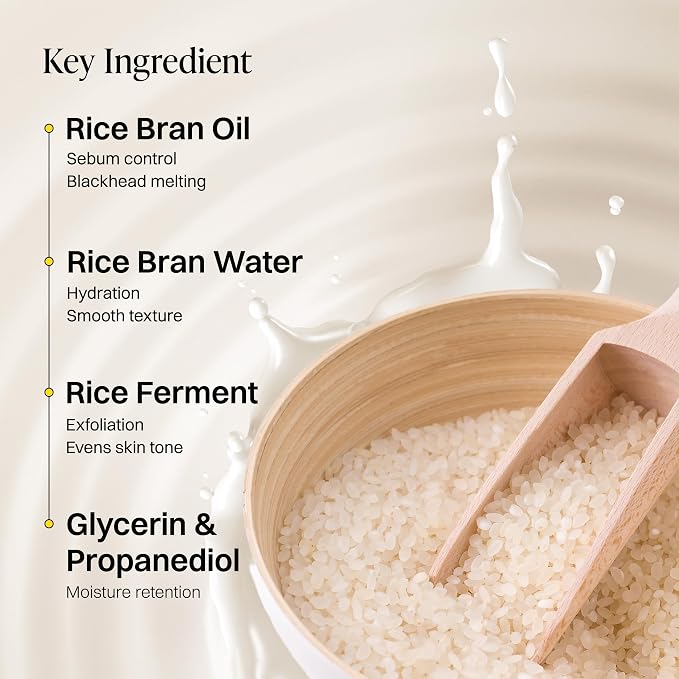 About Me Korean Rice Cleansing Oil with Makgeolli Ferments, 6.59 fl oz | Tested to Remove 99.4% of Sunscreen Residue, 10,000 ppm Rice Bran Oil, 4-Part Ferments, Milky Rinse, No Synthetic Fragrance