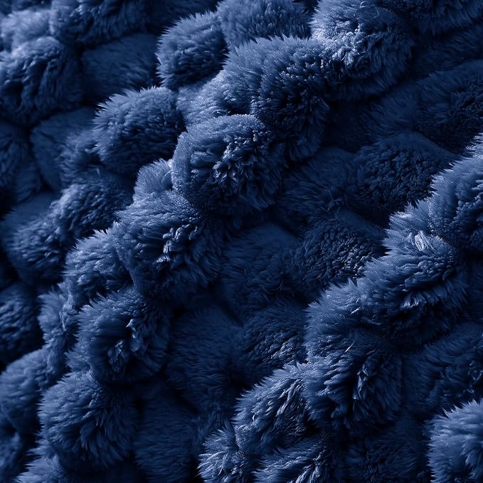 Whale Flotilla Soft Fleece King Size Bed Blanket 3D Jacquard, Navy Blue | Lightweight Breathable Coverlet Bedspread for All Seasons, Super Cozy Plush Fluffy Fuzzy Decorative Blanket for Bed, 90"x104"