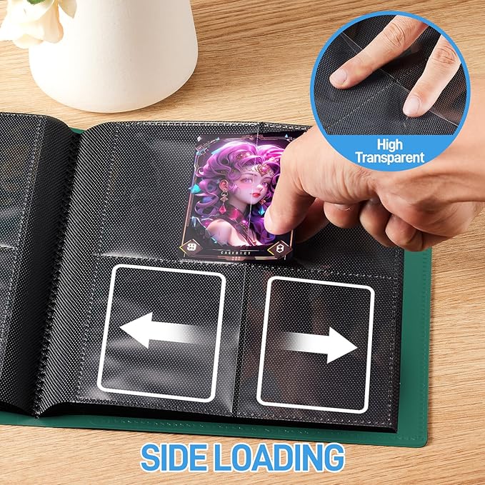 Card Binder, Upgraded 4 Pockets Trading Card Collection Binder for Cards, 160 Pockets Mini Card Book Holder Album - Green