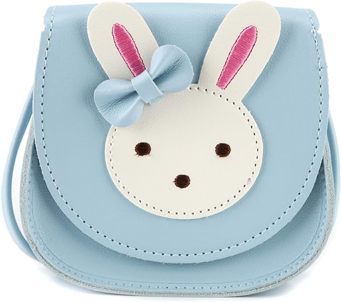 Little Rabbit Ear Bow Crossbody Purse,PU Shoulder Handbag for Kids Girls Toddlers(Blue)