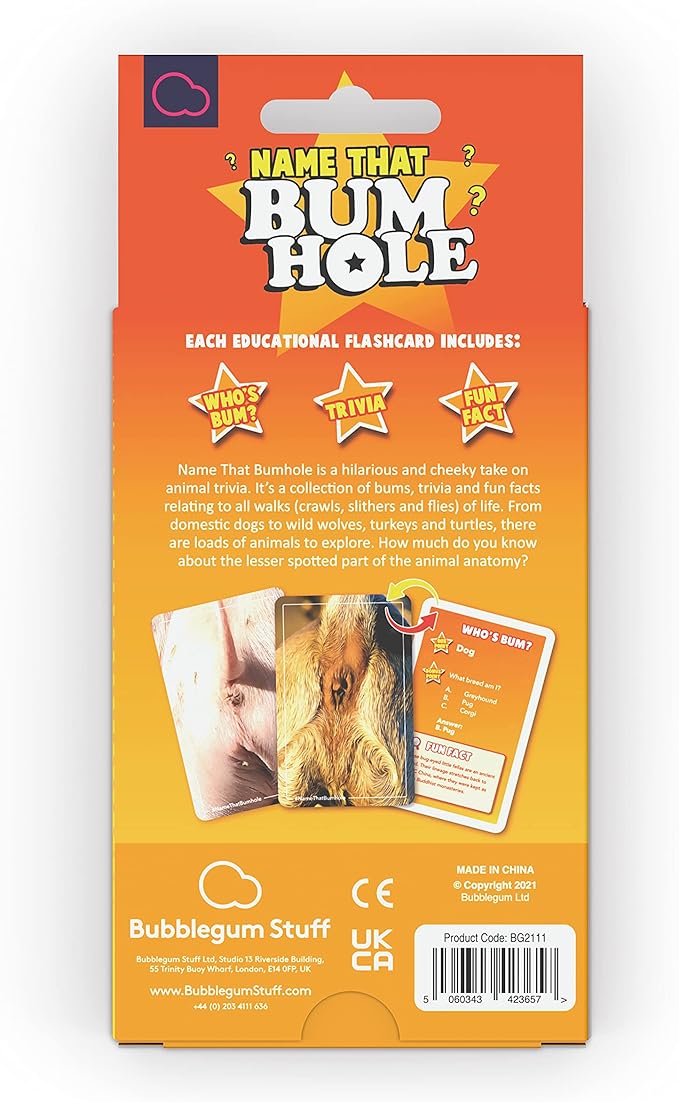 Name That Butthole - Guess The Animals from Their Buttholes - Animal Trivia Game - 55 Flashcards 4.9"x3.2" (12.5x8.1cm)…