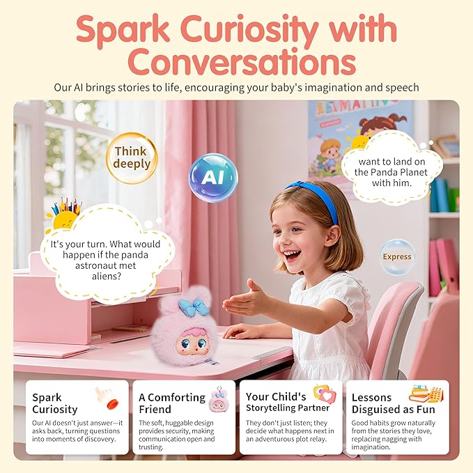 AI Smart Stuffed Animal with ChatGPT & Google - Multilingual Emotional Companion Plush Toy, Interactive Learning Assistant & Memory Trainer for Kids 3+, Parental Control App with Chat Summary