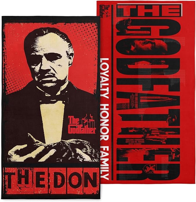 NORTHWEST The Godfather Beach Towel Set – 2-Pack Oversized, Soft, Fast-Drying, Sand-Free Pool Towels Featuring The Don Distressed Design 30" x 60"