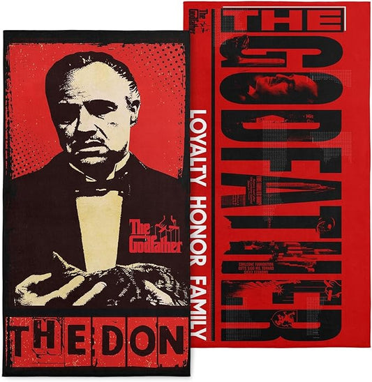 NORTHWEST The Godfather Beach Towel Set – 2-Pack Oversized, Soft, Fast-Drying, Sand-Free Pool Towels Featuring The Don Distressed Design 30" x 60"
