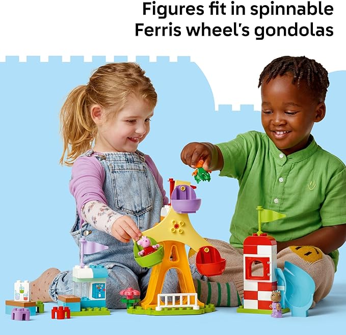 LEGO DUPLO Peppa Pig Funfair Toddler Toy - Sensory Toy Featuring Peppa Pig - Fun Gift for 2+ Year Old Boy or Girl - Helps Preschoolers Develop Color Sorting and Fine Motor Skills - 10453