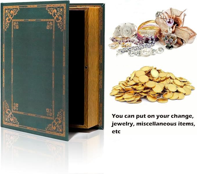 Jolitac Wooden Decorative Book Boxes 3-Pack - Vintage Style Secret Storage Boxes Handcrafted Wooden Storage Containers with Rustic Magnetic Closure for Jewelry & Keepsakes (Vintage Green)