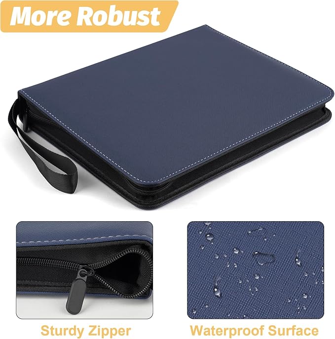GERMUN 9 Pocket Card Binder, Premium Zip Trading Card Binder, 720 Double Sided Pocket PU Card Collection Binder, Collector Card Album, Card Folder for MTG, TCG, Sports Cards, Game Cards (DARK BLUE)