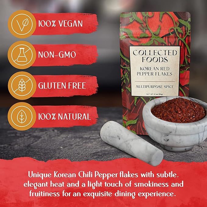 Premium Gochugaru Red Pepper Flakes - Sun-Dried Korean Chili Powder for Kimchi, Marinades, BBQ & Everyday Cooking - (2oz), Pack of 3