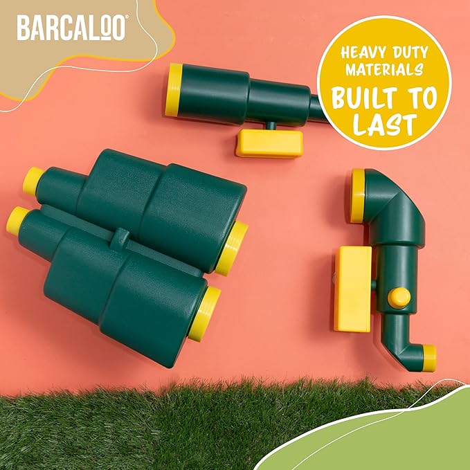 Barcaloo Playhouse Accessories for Kids, Outdoors Playground Sets for Backyards with Telescope, Periscope & Pirate Playset Binoculars Attachments, Backyard Treehouse, Jungle Gym and Swing Set