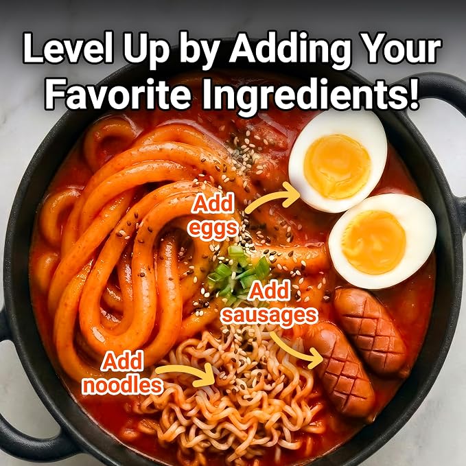 Nongshim Tteokbokki Style Noodles, Sweet & Spicy Korean Ramen, 10 Pack | Tteokbokki-style instant noodles with gochujang-inspired sauce, garlic-red pepper notes, chewy texture