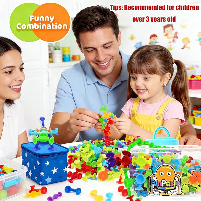 165Pcs Suction Cup Toy Bath Sensory Toys for Kids Genius Suckers Building Toys Party Favor Gift for 3 4 5 6 Year Old Boy Girl Toddler Travel Fidget Window Toy with Storage Organizer