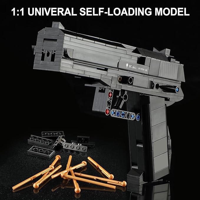 M1911 & USP Building Blocks Guns Compatible with Lego - 1:1 Scale Model Pistol Building Sets with Trigger Action, Ideal Gift for Boys Kids Ages 8+, Adults & Collectors