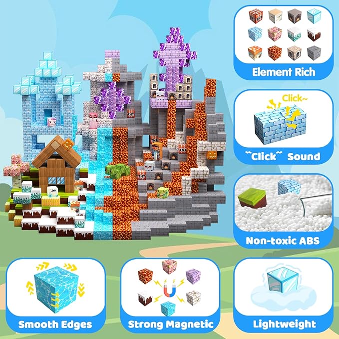 100PCS Magnetic Blocks - Magnet Toys for Kids, Boys and Girls, Magnetic Building Blocks Cubes, Stacking Magnets for Kids, Birthday Gifts for Boys and Girls Age 3+ Years Old