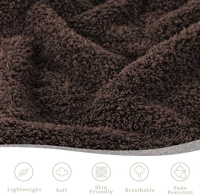 Exclusivo Mezcla Fleece Throw Blanket for Couch and Sofa, 50" x 60" | Super Soft and Cozy Fluffy Blanket for Women, Lightweight and Fuzzy Throw for Home Decor, All Season, Coffee