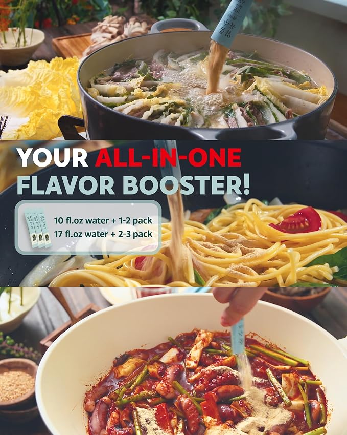 Yorit Instant Korean Seafood & Vegetable Broth Powder, 30 Sticks | 27-Ingredient Umami Stock, No Added MSG; Dissolves Hot or Cold Without Simmering, for Stews, Ramen, Hot Pot & Stir-Fries