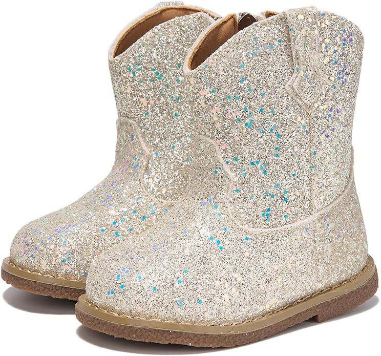 Newsonet Baby Cowboy Cowgirl Boots Infant Western Boots Toddler Boys Girls Round Toe Riding Mid Calf Boots All Seasons for 6 9 12 18 24 Months