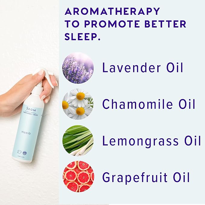 MOXE Dream Linen & Room Spray, Essential Oils for Sleep, Natural Aromatherapy Mist, Bedding, Pillows, Sheets, Home & Bedroom, Lavender, Chamomile, Lemongrass, Grapefruit, 8 Ounces (1 Pack)