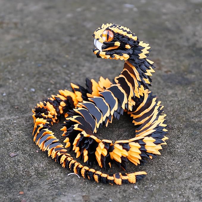 Super Large 3D Printed snake with a movable mouth,47.4inch,Flexible Realistic Articulated Animal Fidget Toys,Mystery Figurines Gifts ,Executive Desk Décor and Festival Collectible (BO 47.4inch)