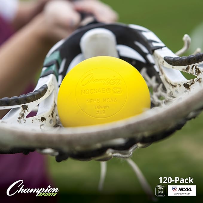 Champion Sports Lacrosse Balls – Official Size SEI Certified, Multi-Color Packs of 3, 6, or 12 for Practice & Games