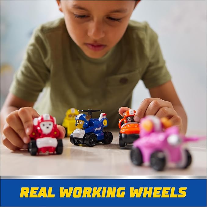 Paw Patrol: Air Rescue, 6-Piece Pup Squad Racers, Toy Cars Gift Set with Chase, Marshall, Skye, Rubble, Rocky & Zuma, Kids Toys for Boys & Girls 3+