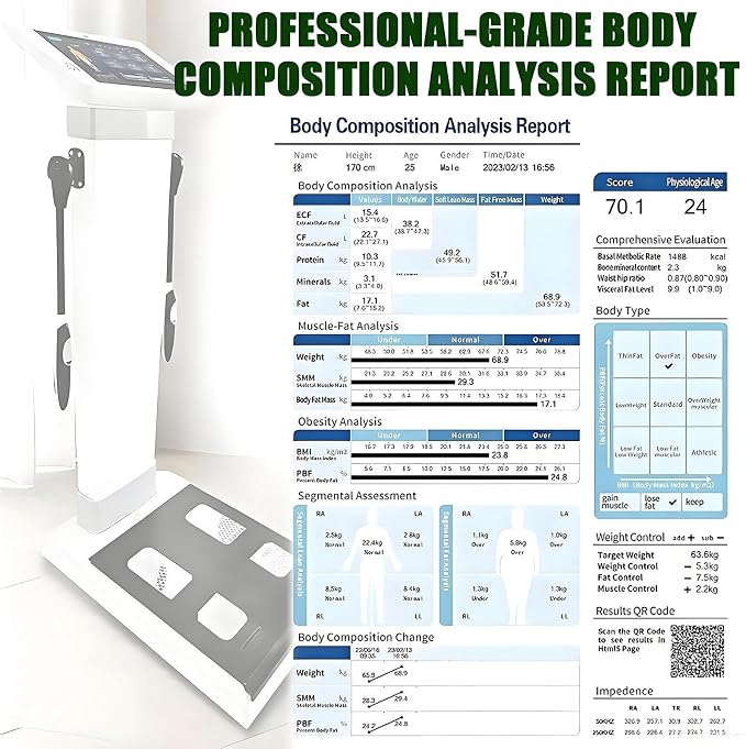 Body Composition Analyzer, Smart Body Fat Scale, Body Composition Analyzer, Body Fat Detection Equipment, Muscle Detection and Analysis for Home, Gym & Clinic Use, Body Composition Metrics