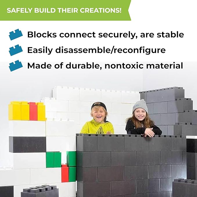 EverBlock 12” x 6” Full Size Plastic Modular Bulk Pack | 18 Piece Pack | Giant Building Blocks | Easy to Connect & Reuse | Indoor & Outdoor Use | Build Displays & Structures | Red