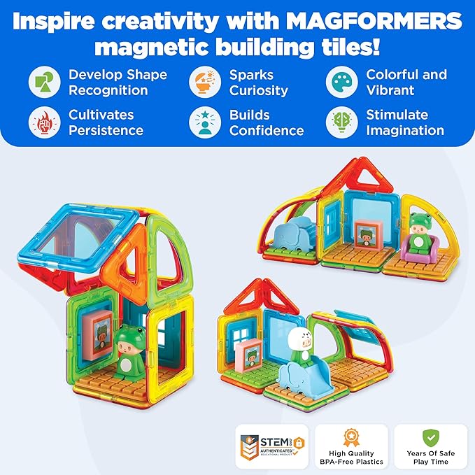 Magformers Cube House Frog Set | Magnetic Tiles Building Blocks, Educational Kit, STEM Toy Set | Magnetic Building Tiles for Kids to Develop Problem-Solving Abilities and Shape Recognition