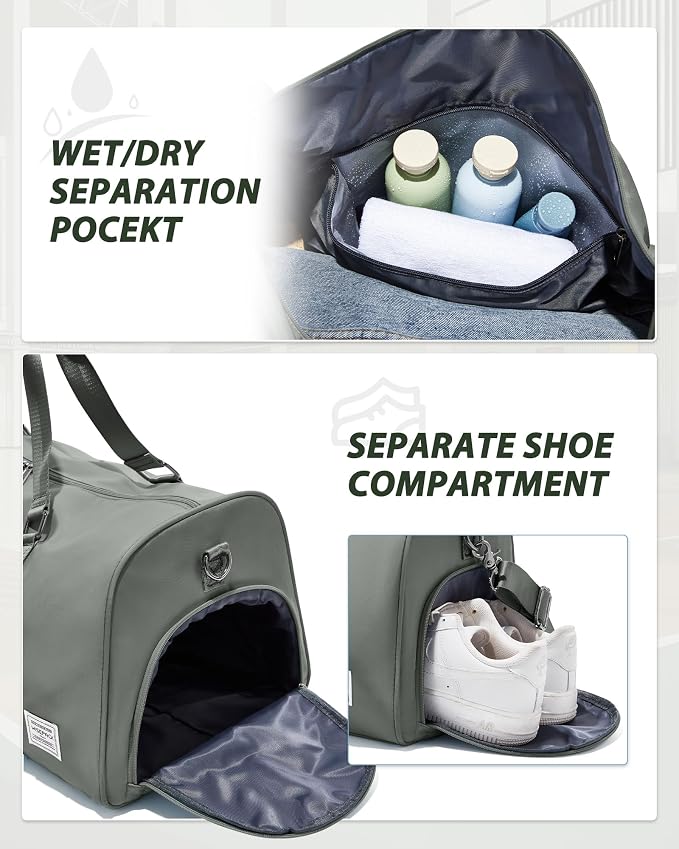Travel Duffle Bag,Weekender Overnight Bags for Women with Shoes Compartment,Tote Gym Bag Personal Item Carry On Bag for Travel Business Trips Sport Hospital Dance Dark Green