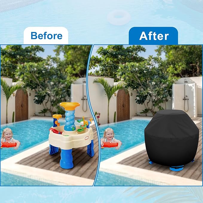 Kids Water Table Cover - Outdoor Kids Toy Cover for Little Tikes Showers Splash Tower Water Table, Round Cover Waterproof & Dustproof
