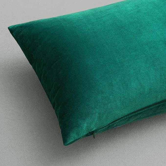 MIULEE Velvet Throw Pillow Covers 20x20 Inch Pack of 2 Green | Soft Solid Decorative Pillow Covers, Modern Luxury Home Decor, for Couch Chair Sofa Bedroom Livingroom