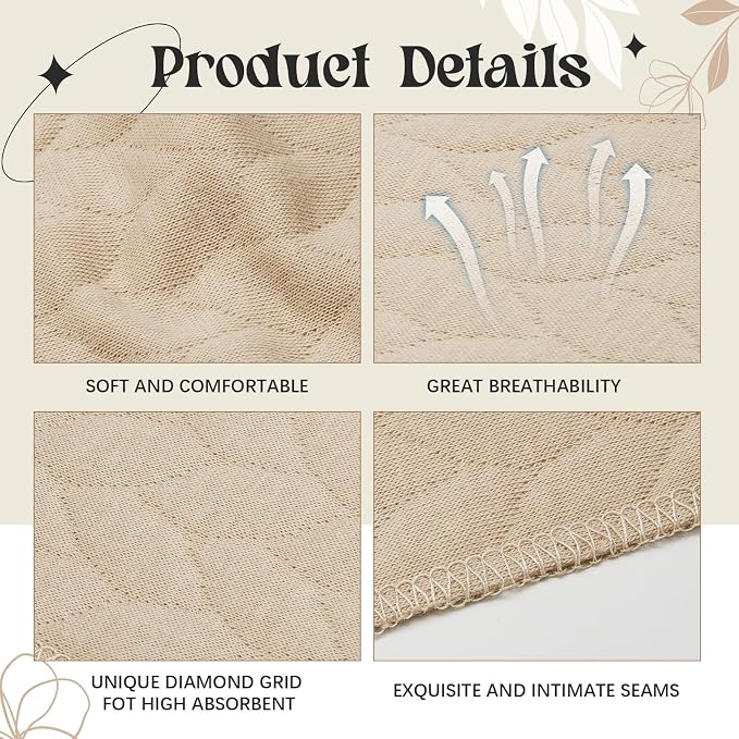 Toulite 10 Pcs Reusable Bra Liners for Sweat, 3 Layer Bra Sweat Pads, Soft Cotton Outer Layer with Polyester Fiber Core