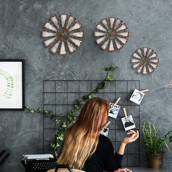 Yookeer 3 Pcs Wood Windmill Wall Decor Rustic Farmhouse Decor,Farmhouse | Country Farm Wall Art, Cottage Home Decorations, For Kitchen Living Room Bedroom Nursery