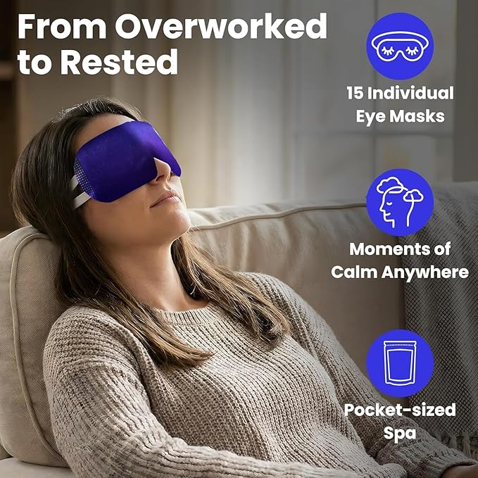 Eye Serenity Steam Eye Mask, Heated Eye Mask, Self Heating Warm Compress for Dry Eyes, Fast Relief for Stye, Puffy Sensitive Eyes, Moist Heat, Mothers Day Gifts for Women and Men - Unscented
