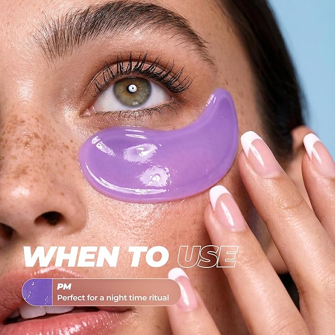 Vitamasques Lavender Retinol Anti Aging Hydrogel Eye Patches for Puffy Eyes and Dark Circles - Under Eye Mask with Collagen Patches for Wrinkles | Korean Skincare Brightening Eye Pads 3 Pack