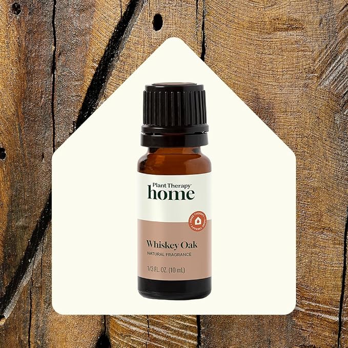 Plant Therapy Whiskey Oak Natural Fragrance 10 mL (1/3 oz) Exotic & Rich Woody Aroma with Hints of Vanilla, Evokes a Sense of Cozy Elegance, Naturally Derived Ingredients