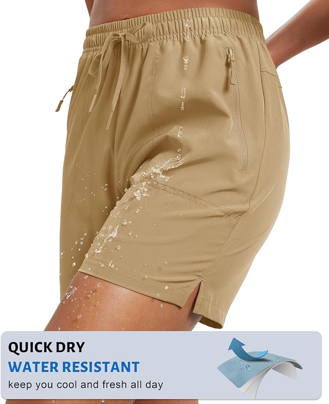 MAGCOMSEN Women's 5" Hiking Shorts UPF 50+ Quick Dry Lightweight Athletic Running Golf Summer Casual Shorts with Pockets