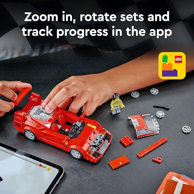 LEGO Speed Champions Ferrari F40 Supercar, Toy Car Model Building Set with Driver Minifigure, Collectible Ferrari Toy for Kids Ages 9 and Up, 76934