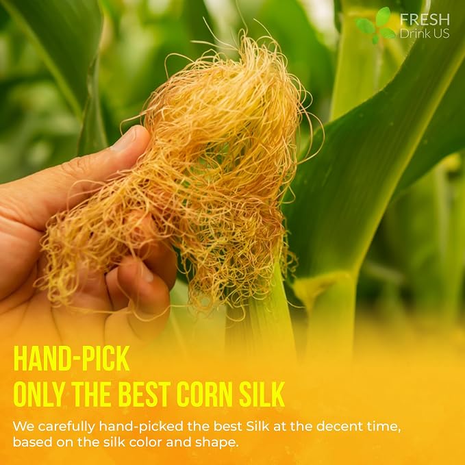 FreshDrinkUS, Premium 25 Tea Bags Corn Silk Tea, 100% Natural & Pure from Corn Silk. Herbal Tea. Clean Ingredients. Made with Natural Material Tea Bags. No Sugar, No Caffeine, Vegan.