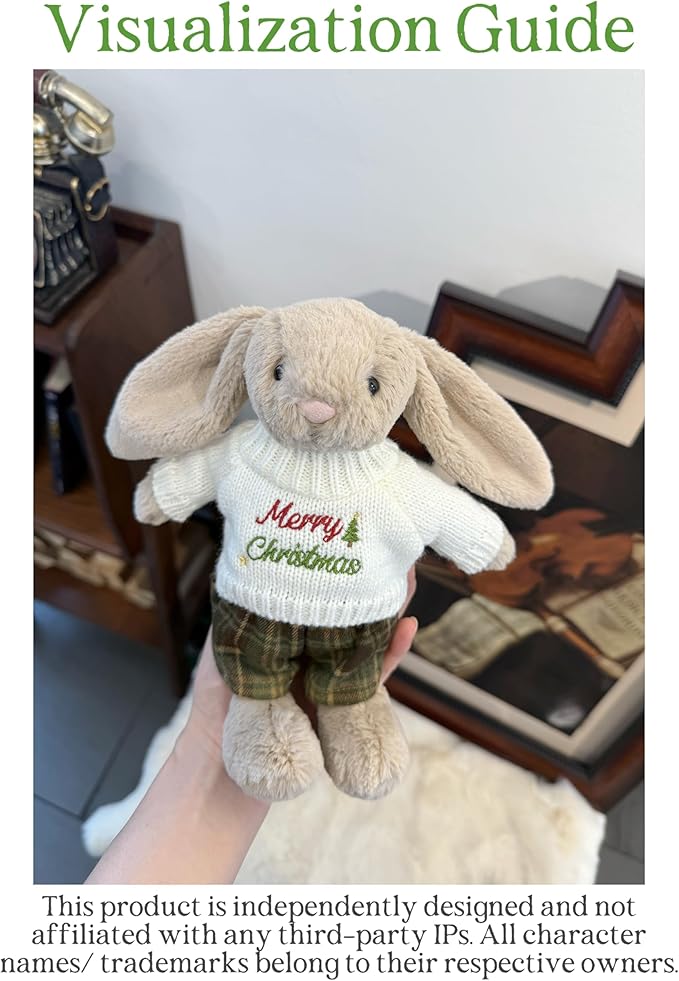 7"/18cm Clothes for Stuffed Animals Bashful Bunny Outfit - Knit Cardigans Scarf 3-Piece Set（NO Doll）